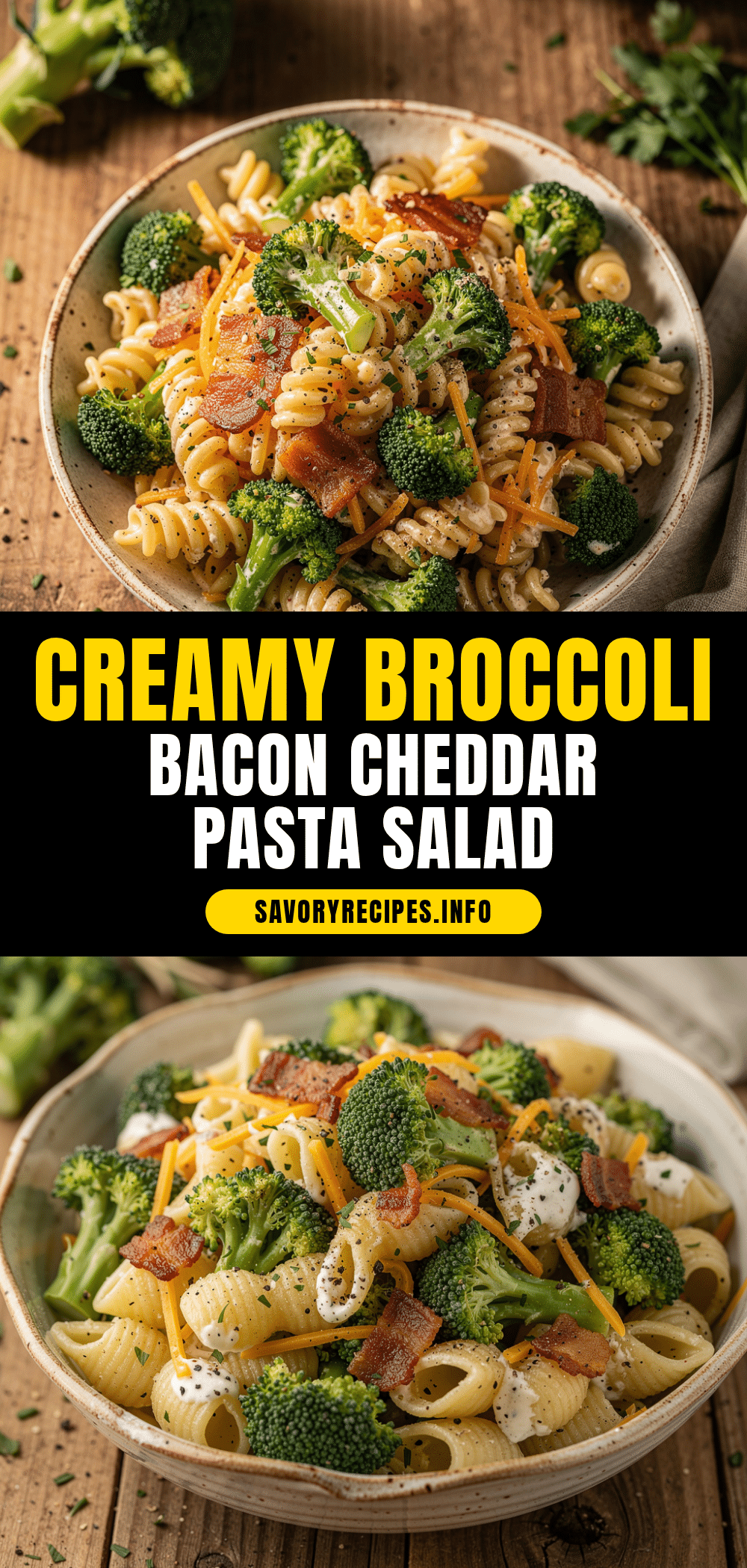 broccoli bacon cheddar pasta salad recipe