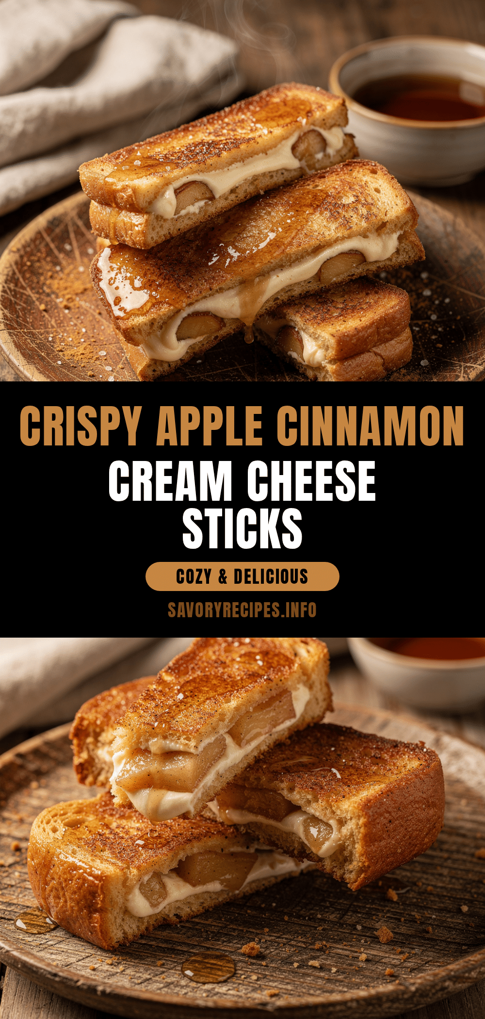 crispy apple cinnamon cream cheese stuffed french toast sticks recipe