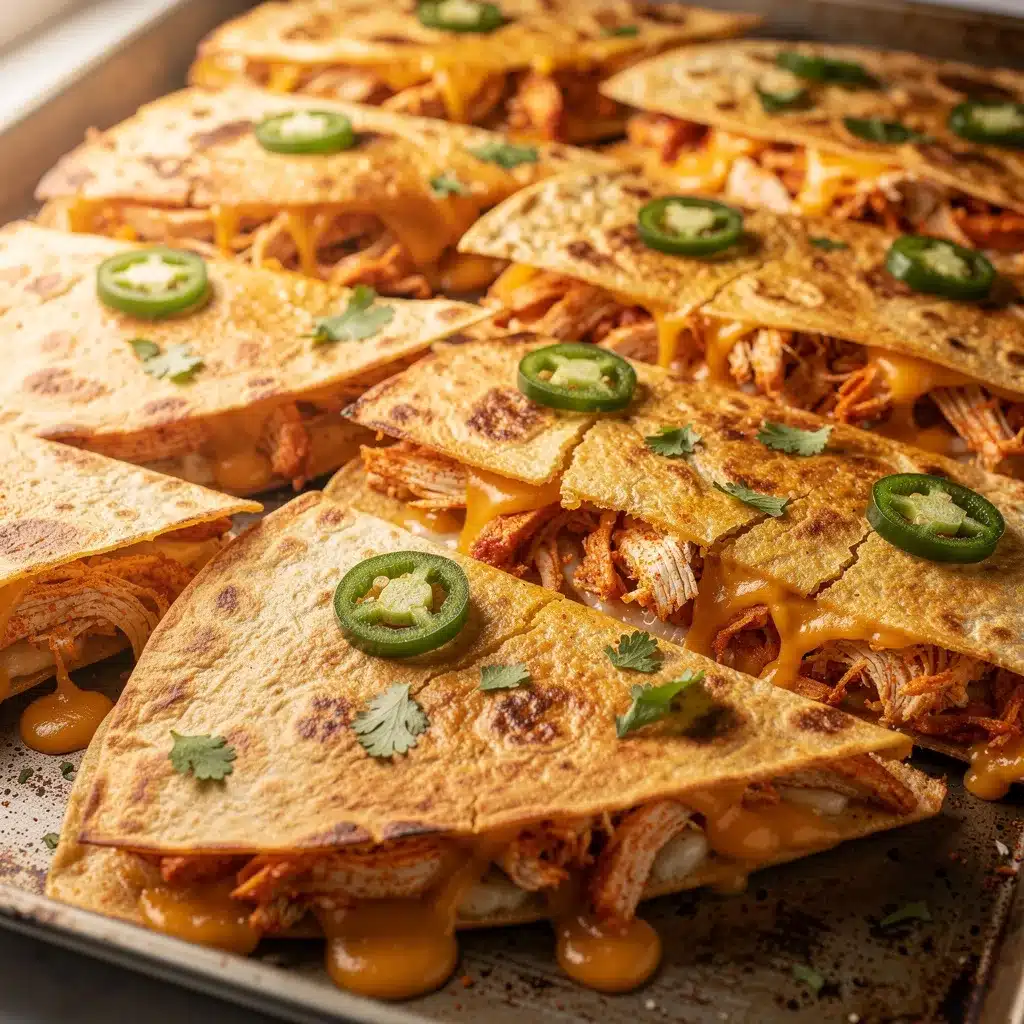 crispy sheet pan chicken quesadilla wedges preparation steps