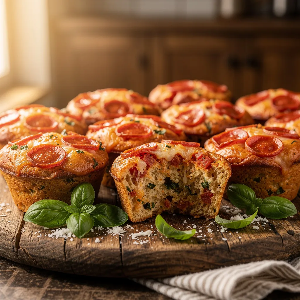 easy cheesy mini pepperoni pizza muffins preparation steps