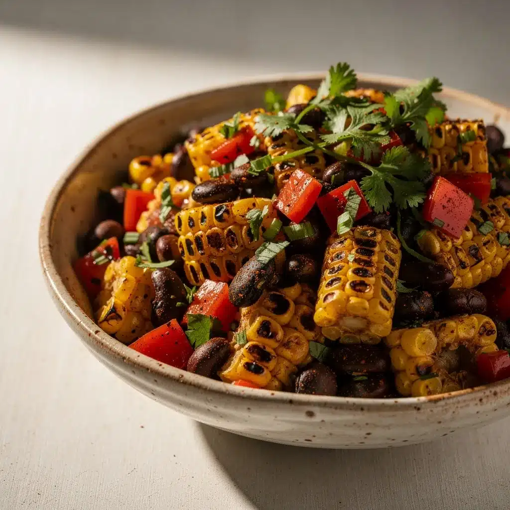 fresh charred corn and black bean salad preparation steps
