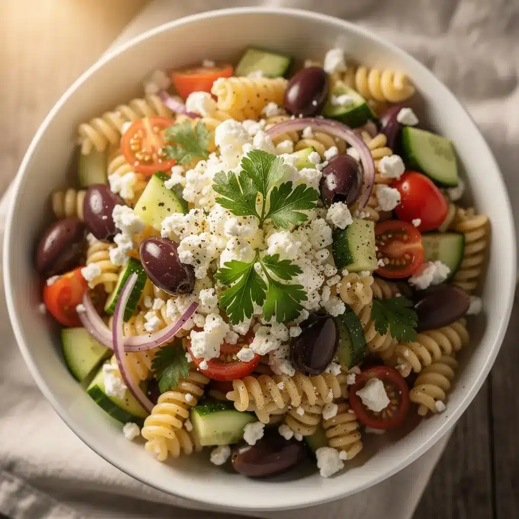 fresh greek pasta salad preparation steps