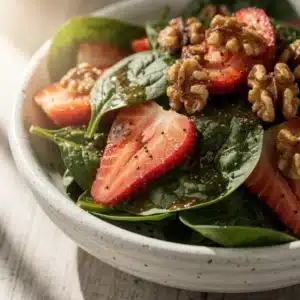 fresh strawberry spinach salad - featured image