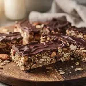 no bake chocolate oat granola bars - featured image