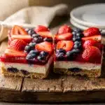 patriotic strawberry cheesecake bars - featured image